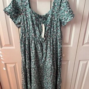 Floral Teal Dress Plus Size Bloomchic NWT